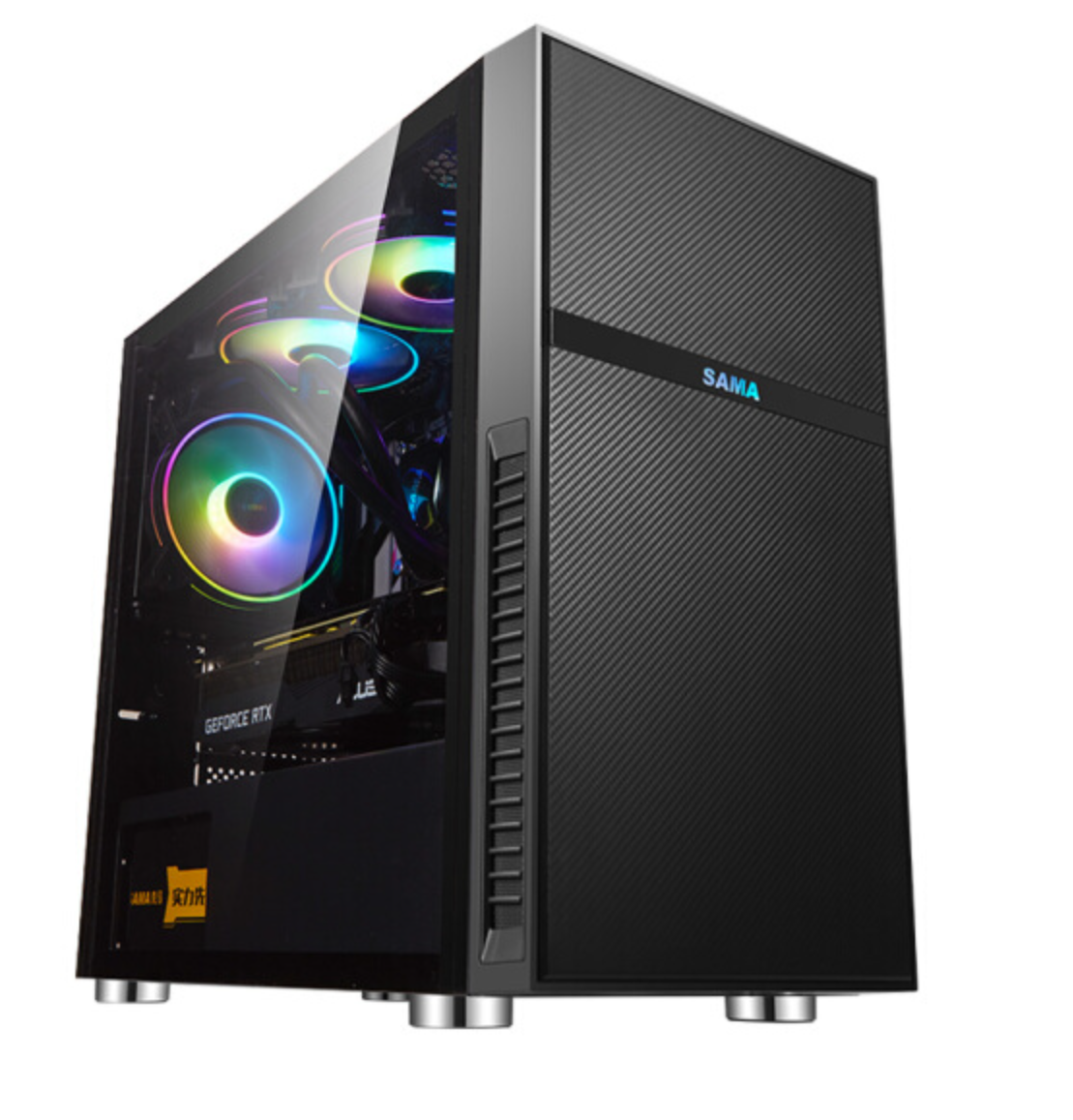 先马（SAMA）平头哥M1电竞版 Mini小机箱 支持MATX主板240水冷/非钻孔钢化玻璃侧透/背线/独立电源仓/U3